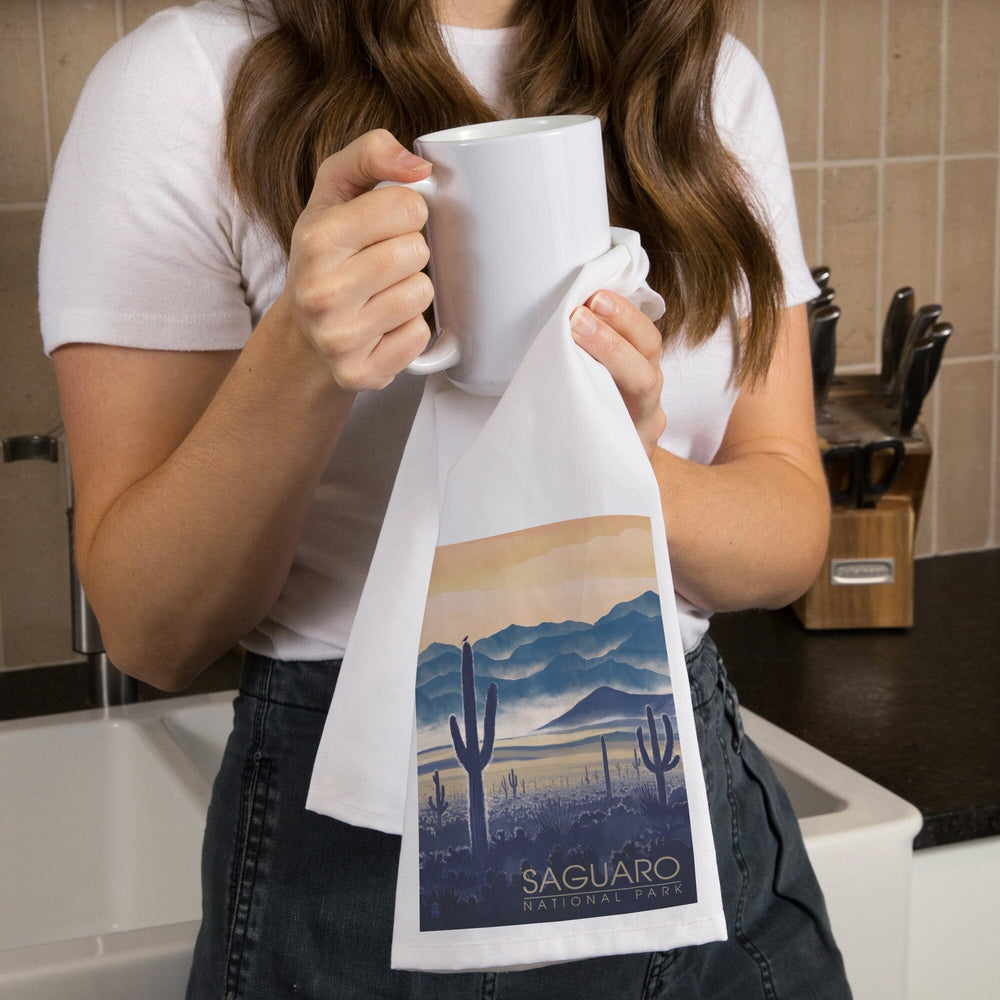 Saguaro National Park, Arizona, Desert Landscape, Organic Cotton Kitchen Tea Towels Kitchen Lantern Press 