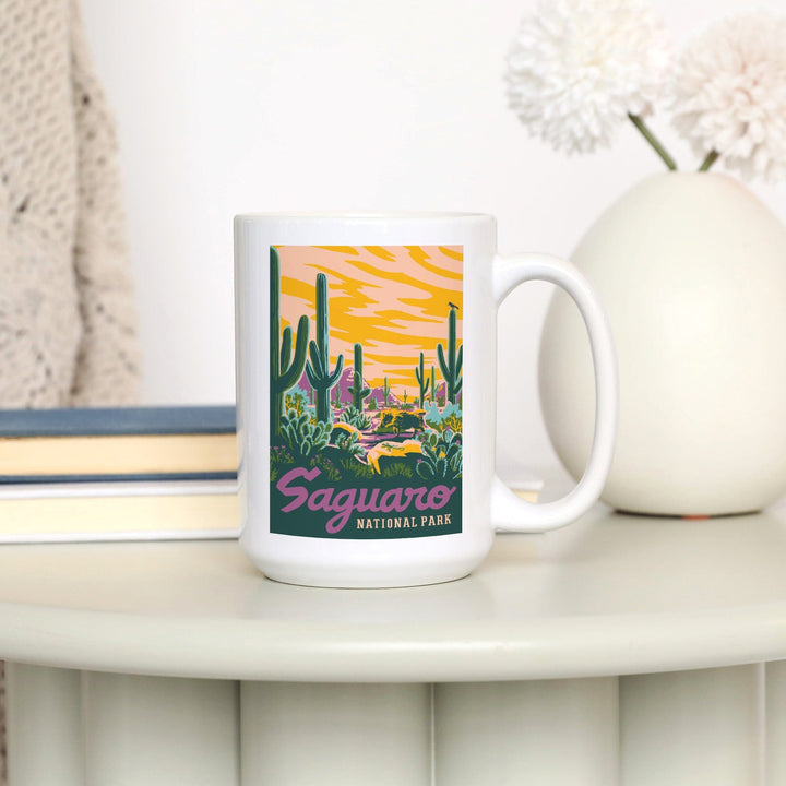 Saguaro National Park, Arizona, Explorer Series, Saguaro, Ceramic Mug Mugs Lantern Press 