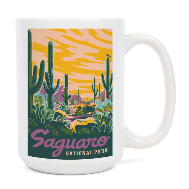 Saguaro National Park, Arizona, Explorer Series, Saguaro, Ceramic Mug Mugs Lantern Press 