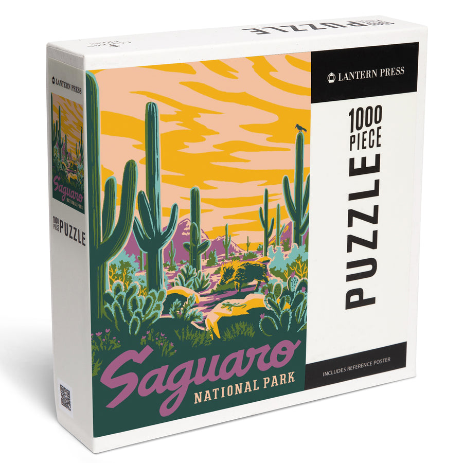 Saguaro National Park, Arizona, Explorer Series, Saguaro, Jigsaw Puzzle Puzzle Lantern Press 