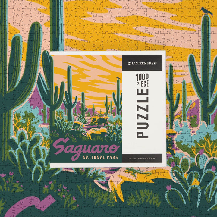 Saguaro National Park, Arizona, Explorer Series, Saguaro, Jigsaw Puzzle Puzzle Lantern Press 