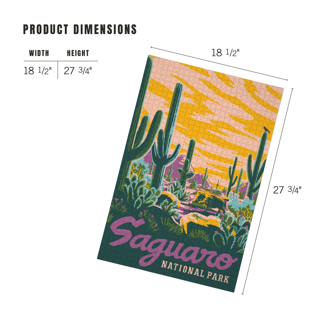 Saguaro National Park, Arizona, Explorer Series, Saguaro, Jigsaw Puzzle Puzzle Lantern Press 