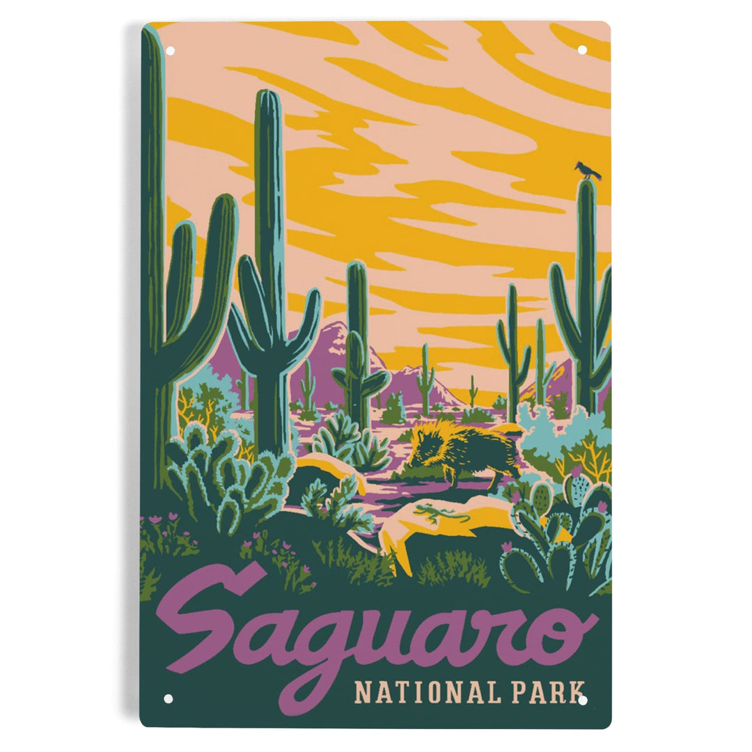 Saguaro National Park, Arizona, Explorer Series, Saguaro, Metal Signs Metal Lantern Press 