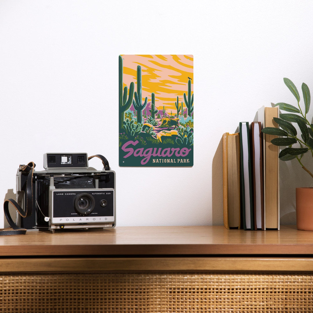 Saguaro National Park, Arizona, Explorer Series, Saguaro, Metal Signs Metal Lantern Press 