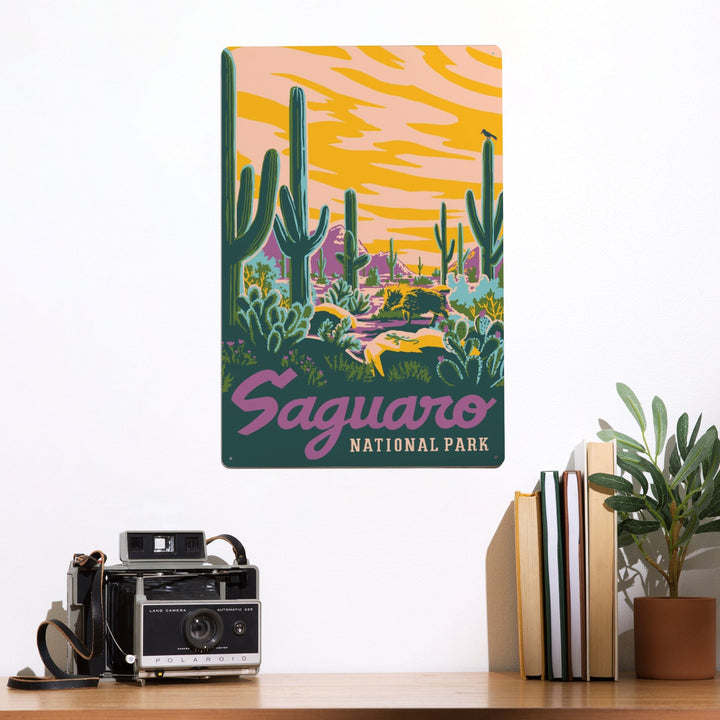 Saguaro National Park, Arizona, Explorer Series, Saguaro, Metal Signs Metal Lantern Press 