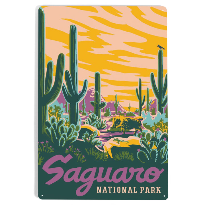 Saguaro National Park, Arizona, Explorer Series, Saguaro, Metal Signs Metal Lantern Press 