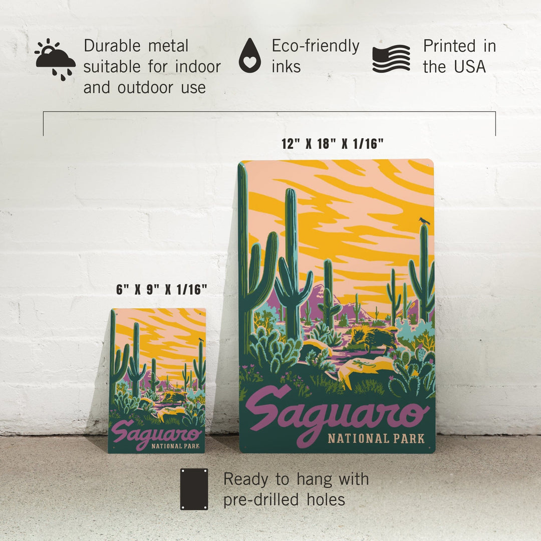 Saguaro National Park, Arizona, Explorer Series, Saguaro, Metal Signs Metal Lantern Press 