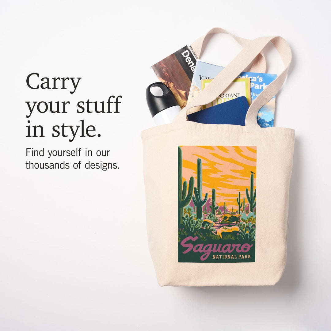 Saguaro National Park, Arizona, Explorer Series, Saguaro, Tote Bag Totes Lantern Press 