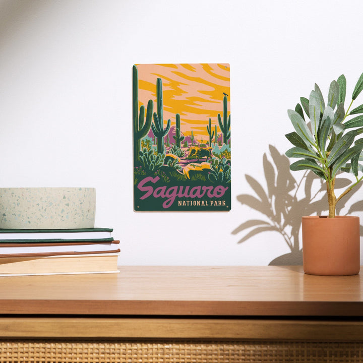Saguaro National Park, Arizona, Explorer Series, Saguaro, Wood Signs and Postcards Wood Lantern Press 