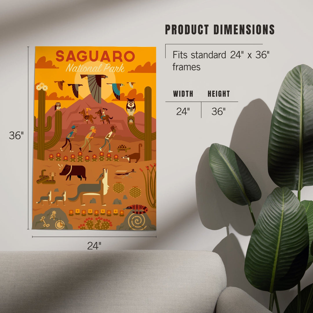 Saguaro National Park, Arizona, Geometric National Park Series, Art & Giclee Prints Art Lantern Press 