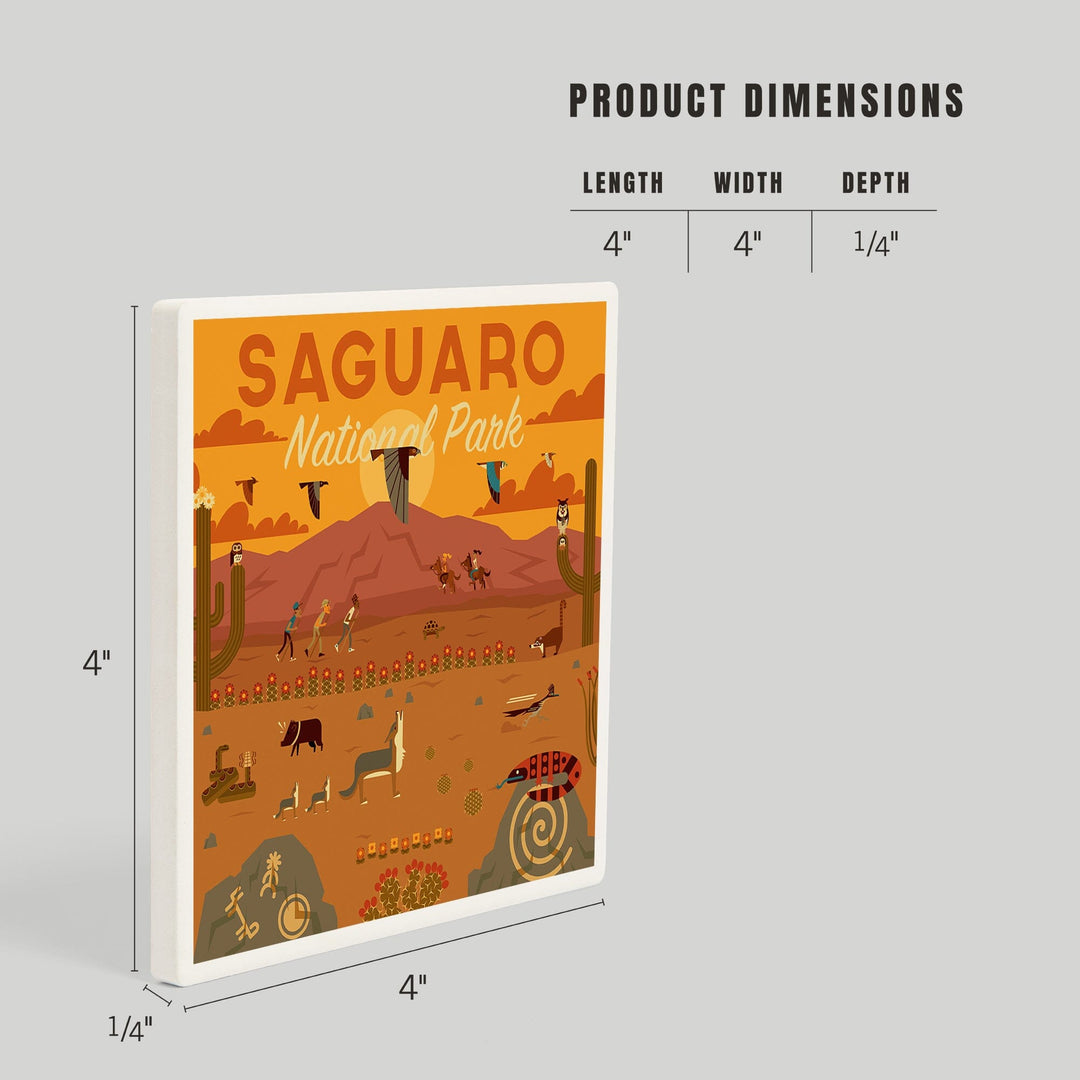 Saguaro National Park, Arizona, Geometric National Park Series, Coasters Coasters Lantern Press 