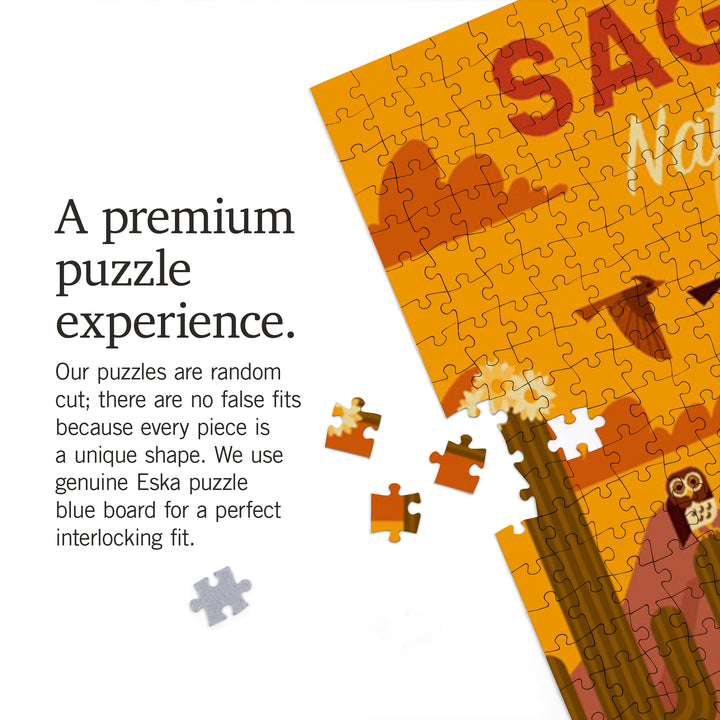 Saguaro National Park, Arizona, Geometric National Park Series, Jigsaw Puzzle Puzzle Lantern Press 