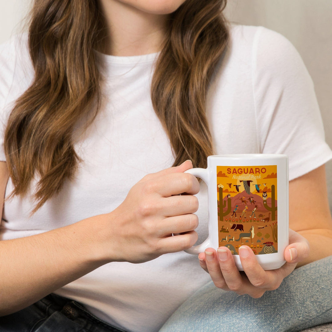 Saguaro National Park, Arizona, Geometric National Park Series, Lantern Press Artwork, Ceramic Mug Mugs Lantern Press 