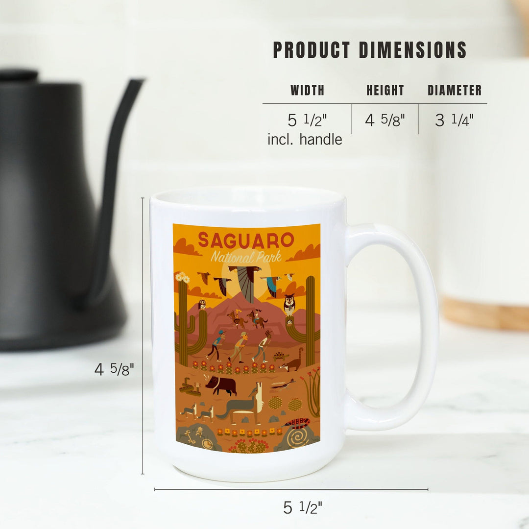 Saguaro National Park, Arizona, Geometric National Park Series, Lantern Press Artwork, Ceramic Mug Mugs Lantern Press 