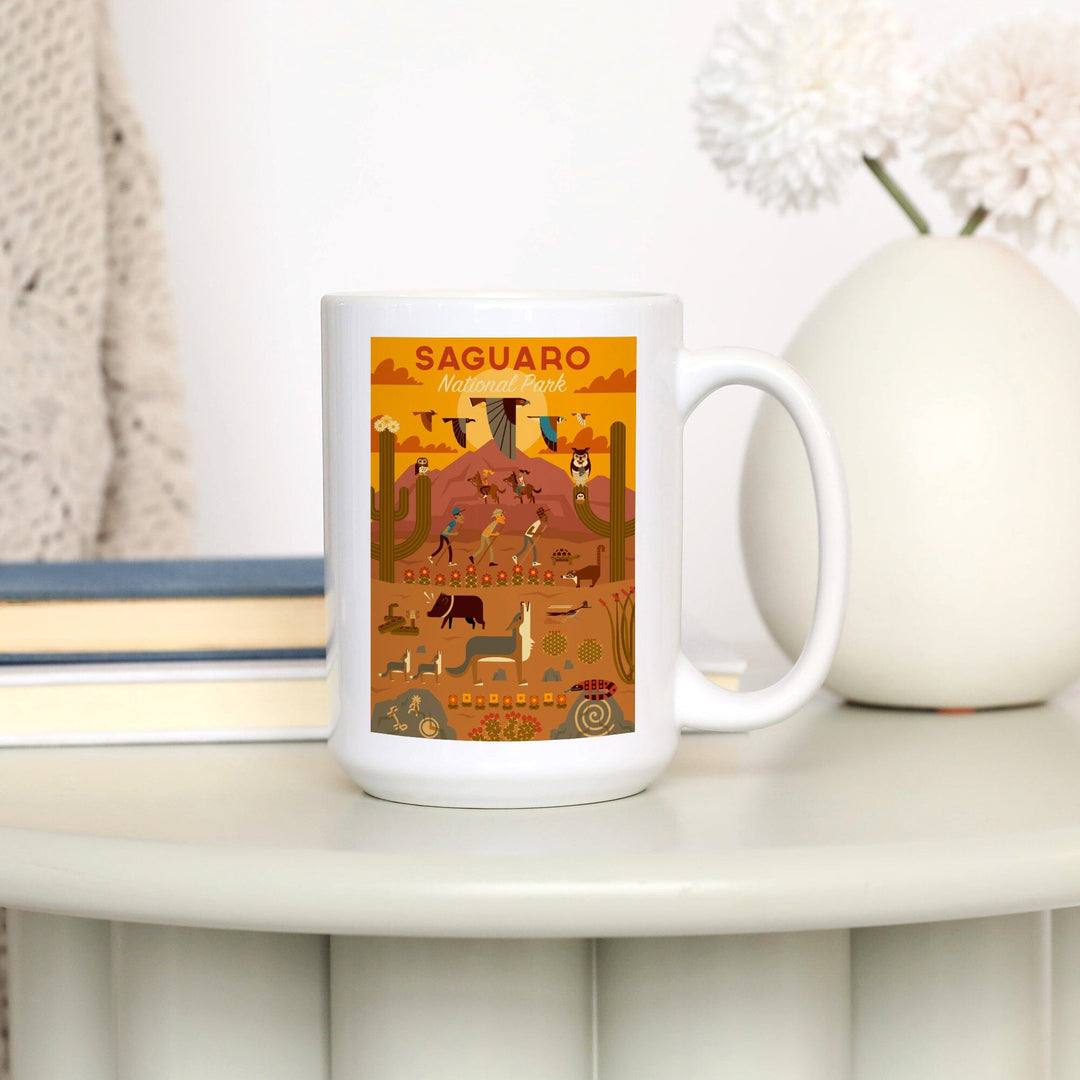 Saguaro National Park, Arizona, Geometric National Park Series, Lantern Press Artwork, Ceramic Mug Mugs Lantern Press 