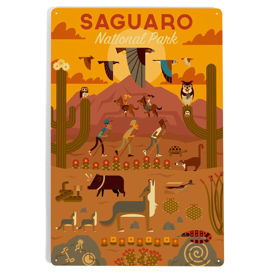 Saguaro National Park, Arizona, Geometric National Park Series, Metal Signs Metal Lantern Press 