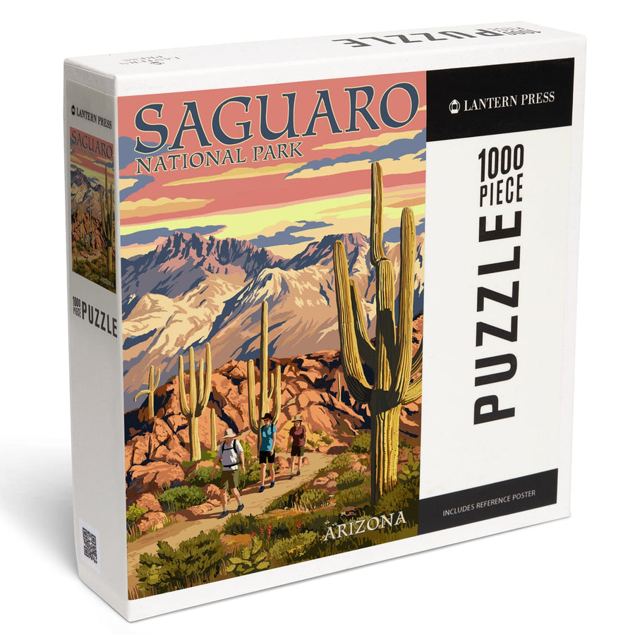 Saguaro National Park, Arizona, Hiking Scene, Jigsaw Puzzle Puzzle Lantern Press 