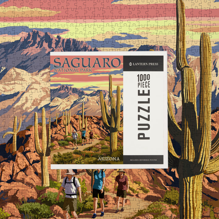 Saguaro National Park, Arizona, Hiking Scene, Jigsaw Puzzle Puzzle Lantern Press 