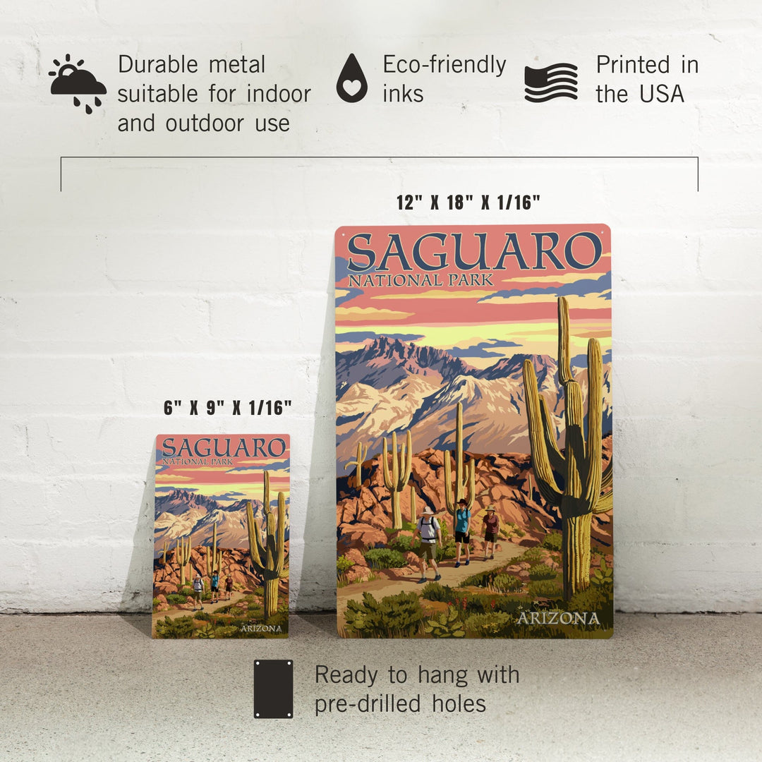 Saguaro National Park, Arizona, Hiking Scene, Metal Signs Metal Lantern Press 