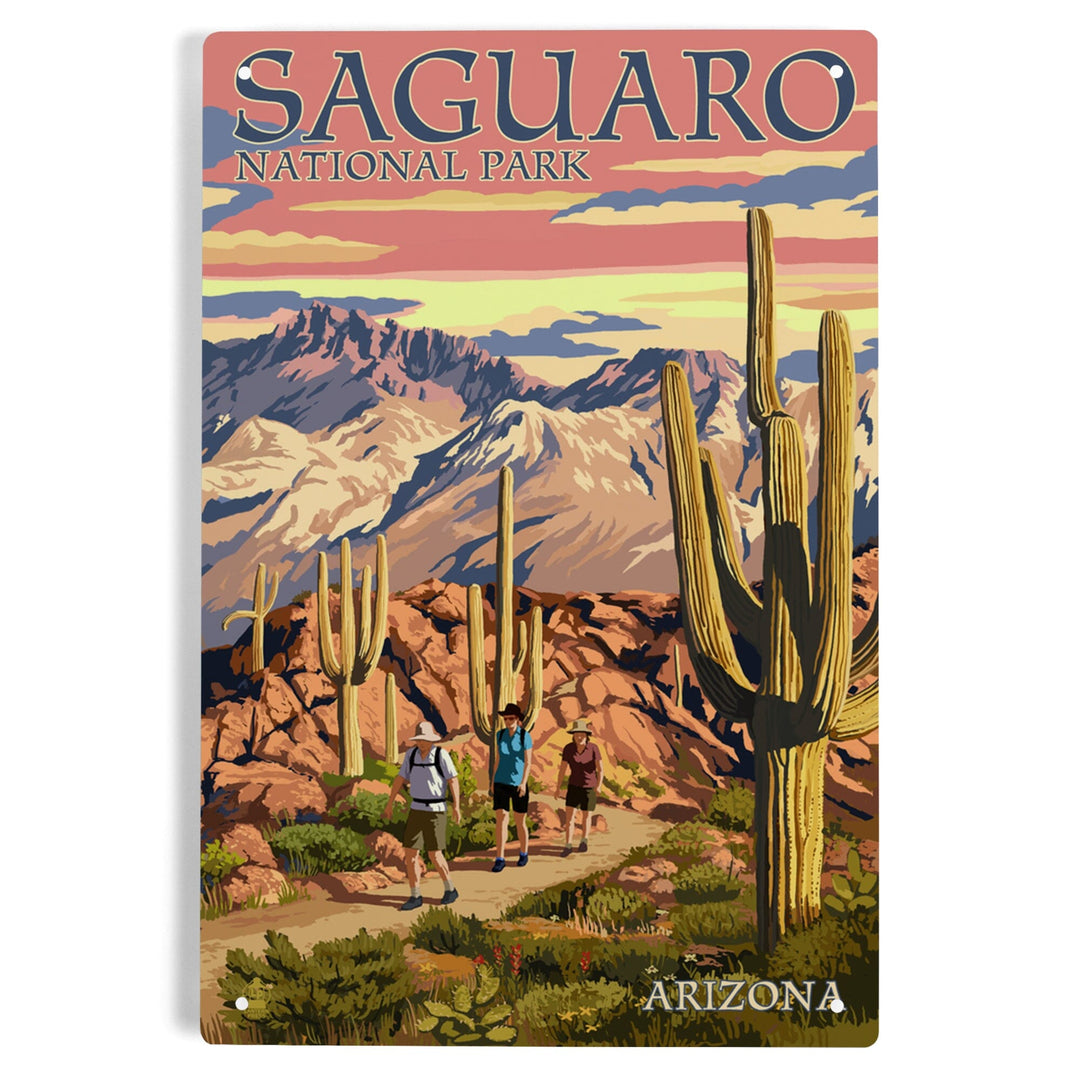 Saguaro National Park, Arizona, Hiking Scene, Metal Signs Metal Lantern Press 