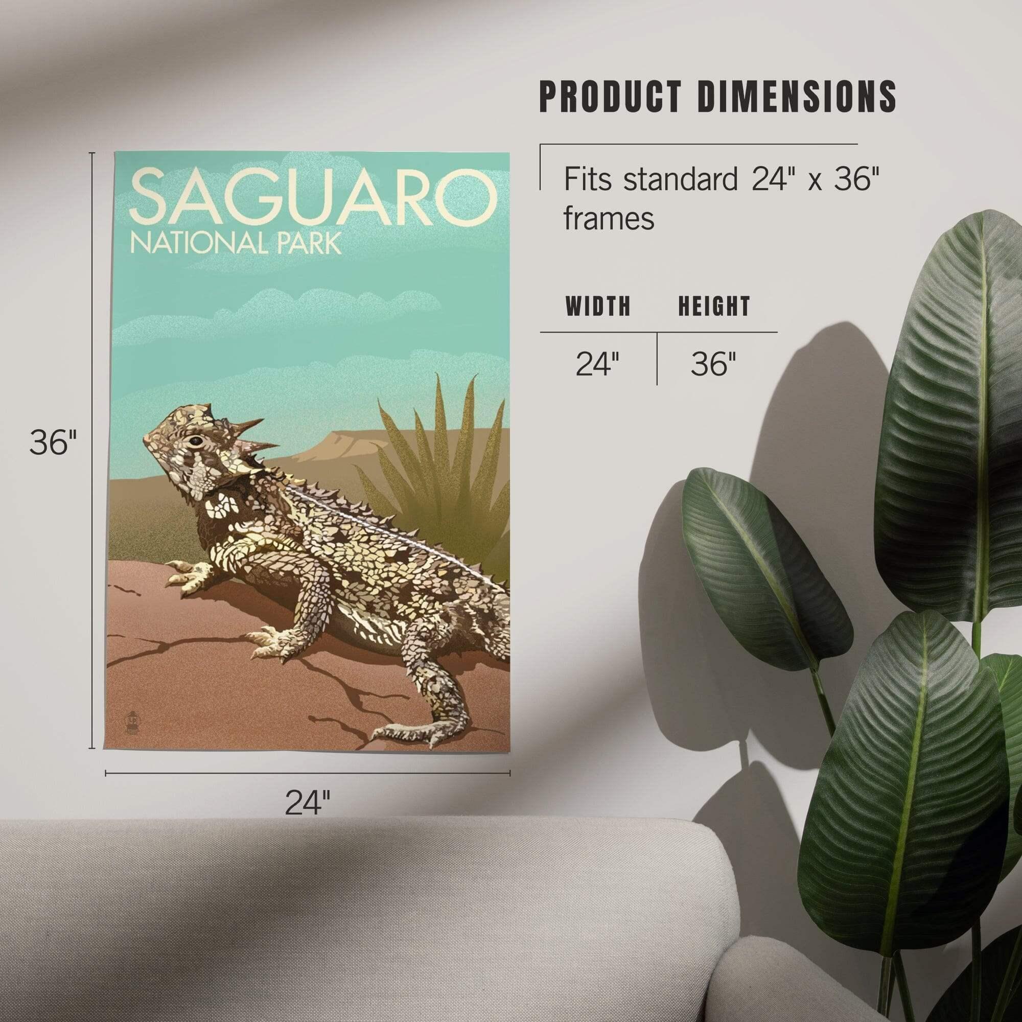 Saguaro National Park, Arizona, Horned Lizard, Lithograph art