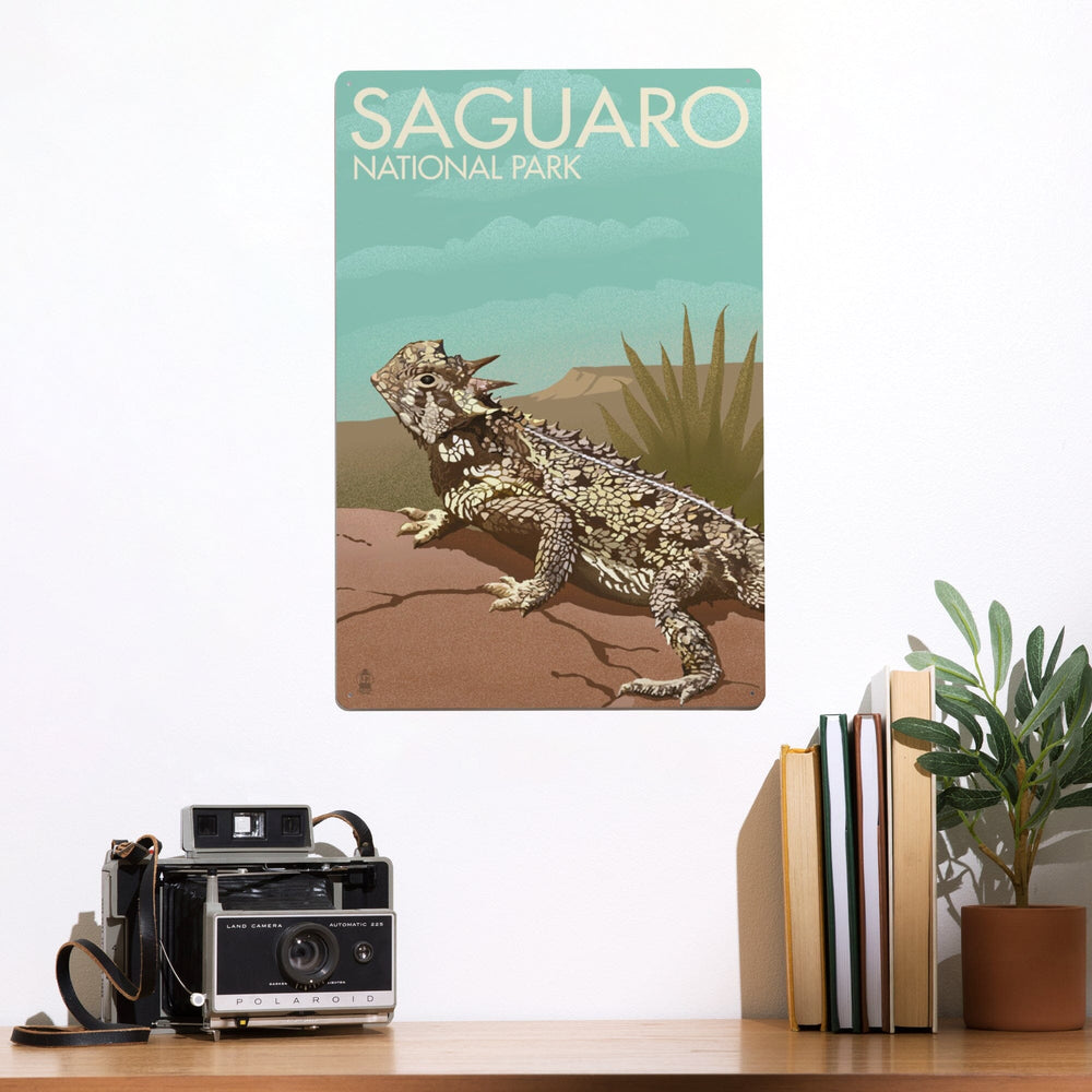 Saguaro National Park, Arizona, Horned Lizard, Lithograph, Metal Signs Metal Lantern Press 