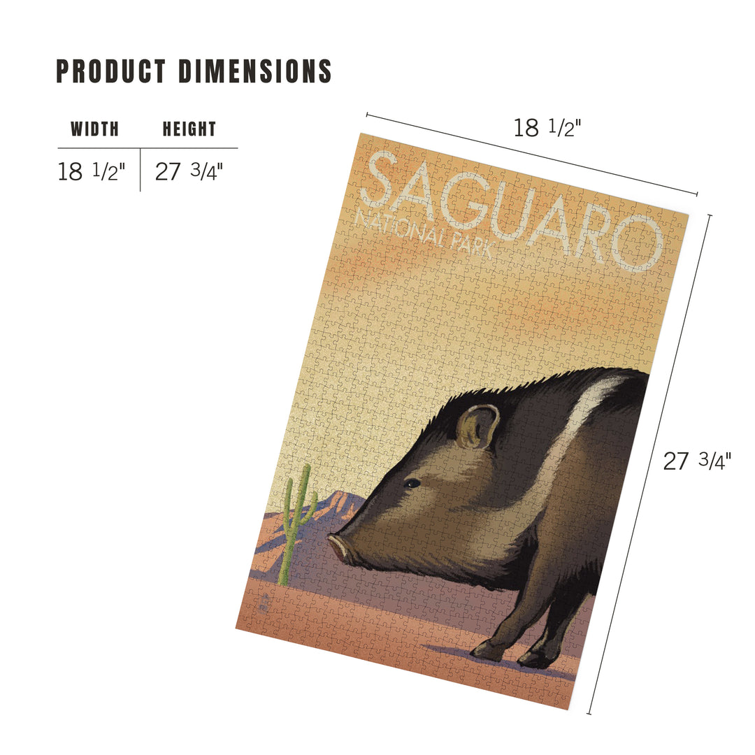 Saguaro National Park, Arizona, Javelina, Lithograph, Jigsaw Puzzle Puzzle Lantern Press 