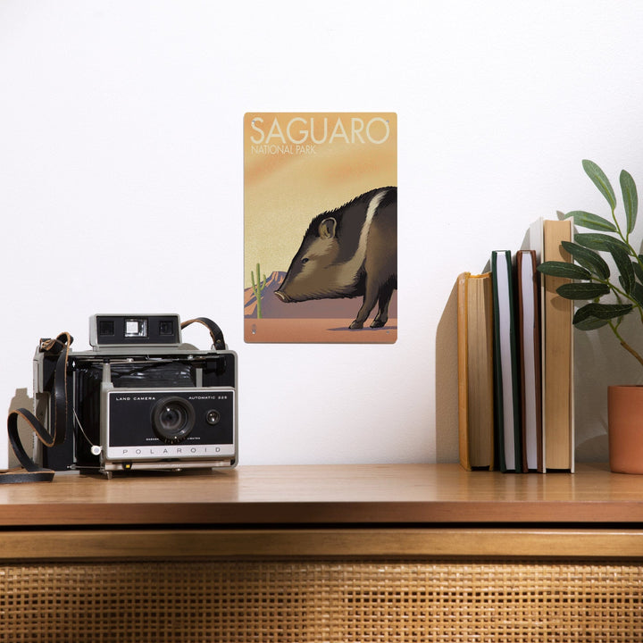 Saguaro National Park, Arizona, Javelina, Lithograph, Metal Signs Metal Lantern Press 