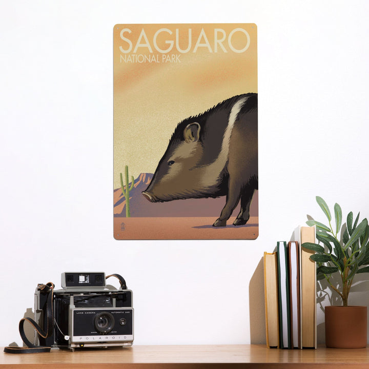 Saguaro National Park, Arizona, Javelina, Lithograph, Metal Signs Metal Lantern Press 