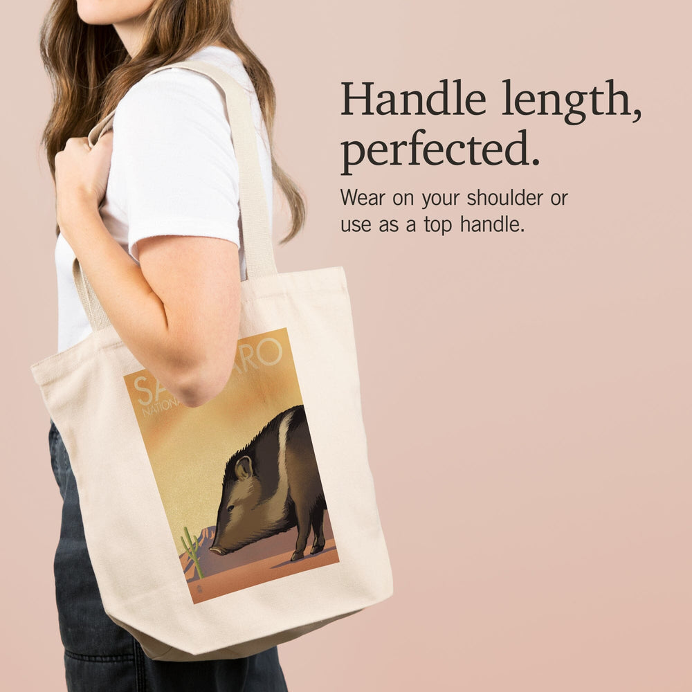 Saguaro National Park, Arizona, Javelina, Lithograph, Tote Bag Totes Lantern Press 