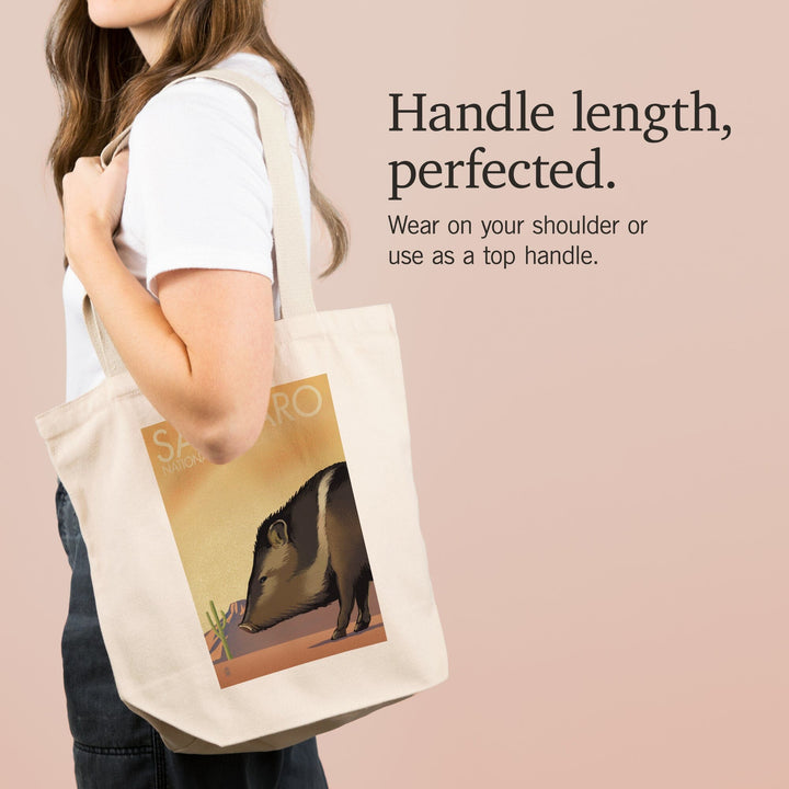 Saguaro National Park, Arizona, Javelina, Lithograph, Tote Bag Totes Lantern Press 