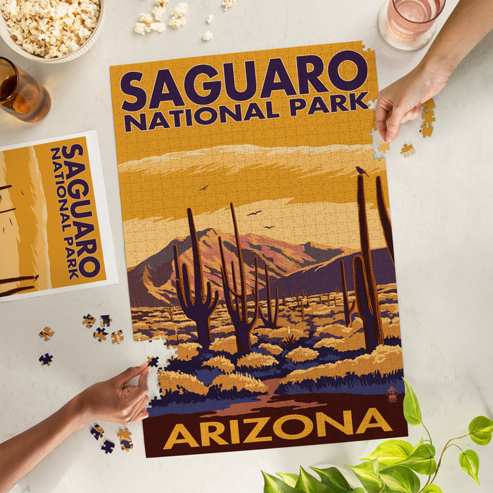 Saguaro National Park, Arizona, Jigsaw Puzzle Puzzle Lantern Press 