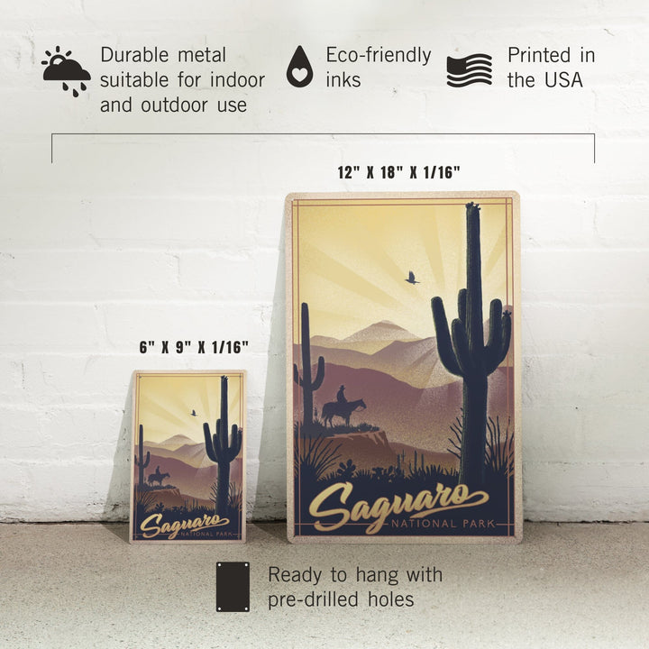 Saguaro National Park, Arizona, Lithograph, Metal Signs Metal Lantern Press 