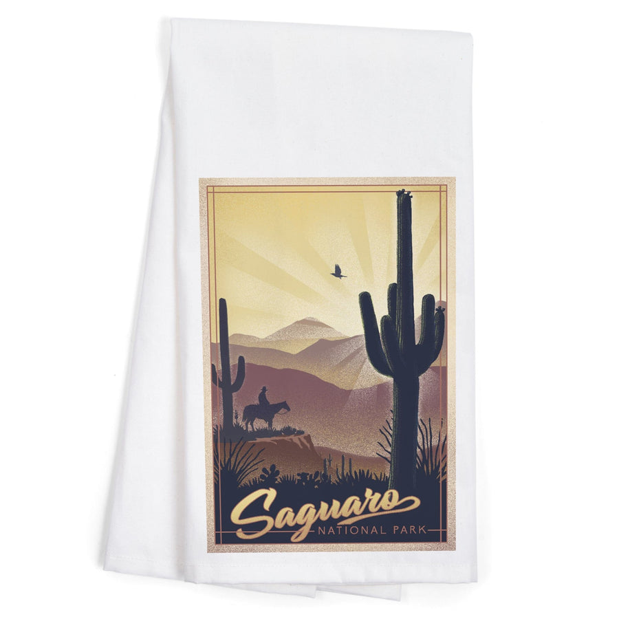 Saguaro National Park, Arizona, Lithograph, Organic Cotton Kitchen Tea Towels Kitchen Lantern Press 
