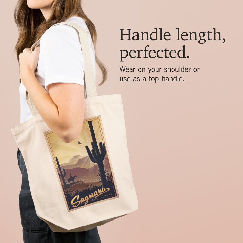 Saguaro National Park, Arizona, Lithograph, Tote Bag Totes Lantern Press 