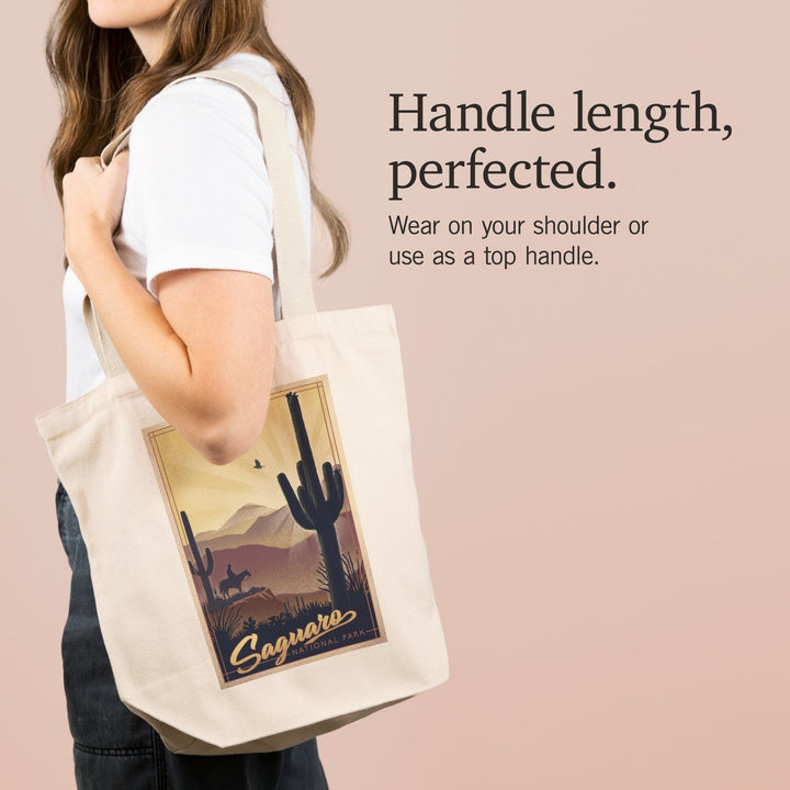 Saguaro National Park, Arizona, Lithograph, Tote Bag Totes Lantern Press 