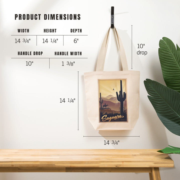 Saguaro National Park, Arizona, Lithograph, Tote Bag Totes Lantern Press 