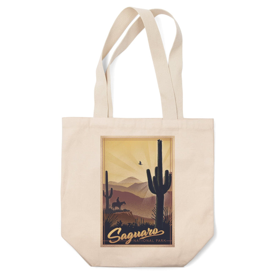 Saguaro National Park, Arizona, Lithograph, Tote Bag Totes Lantern Press 