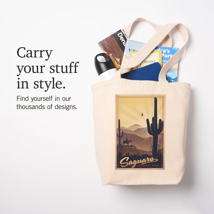 Saguaro National Park, Arizona, Lithograph, Tote Bag Totes Lantern Press 