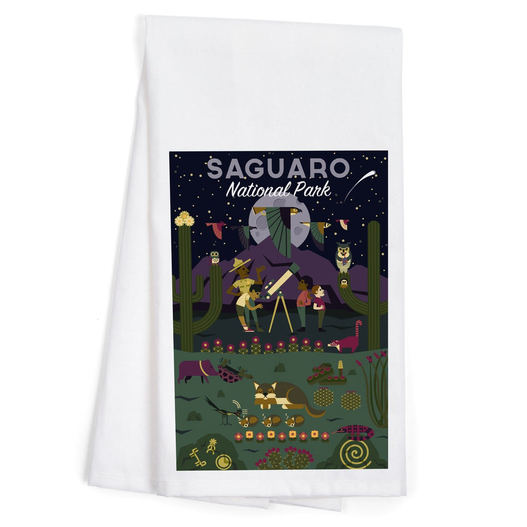 Saguaro National Park, Arizona, Night, Geometric National Park Series, Jigsaw Puzzle Kitchen Lantern Press 