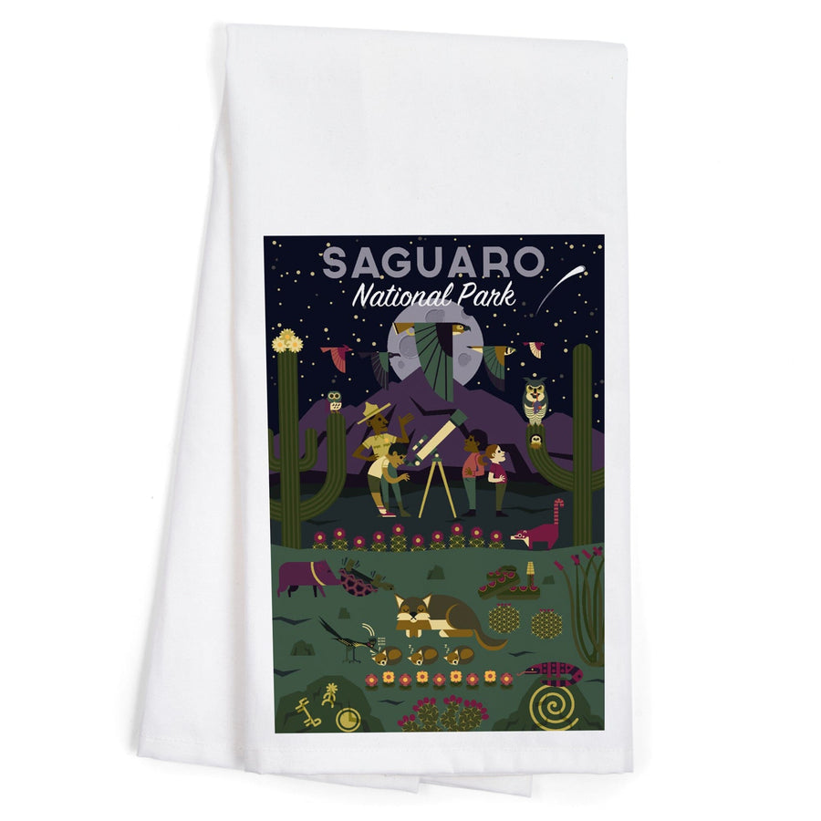 Saguaro National Park, Arizona, Night, Geometric National Park Series, Jigsaw Puzzle Kitchen Lantern Press 