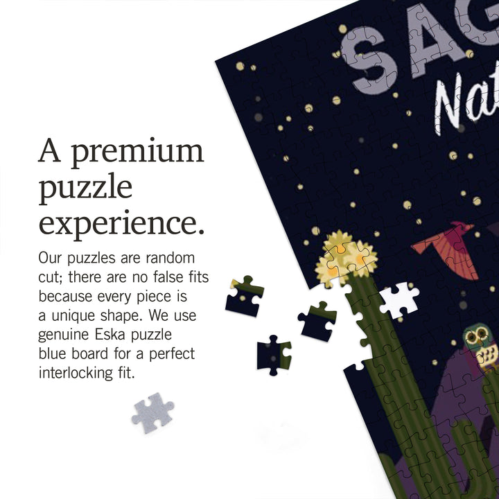 Saguaro National Park, Arizona, Night, Geometric National Park Series, Jigsaw Puzzle Puzzle Lantern Press 