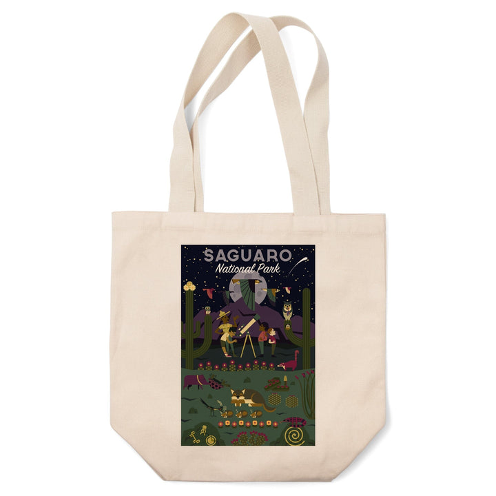 Saguaro National Park, Arizona, Night, Geometric National Park Series, Tote Bag Totes Lantern Press 