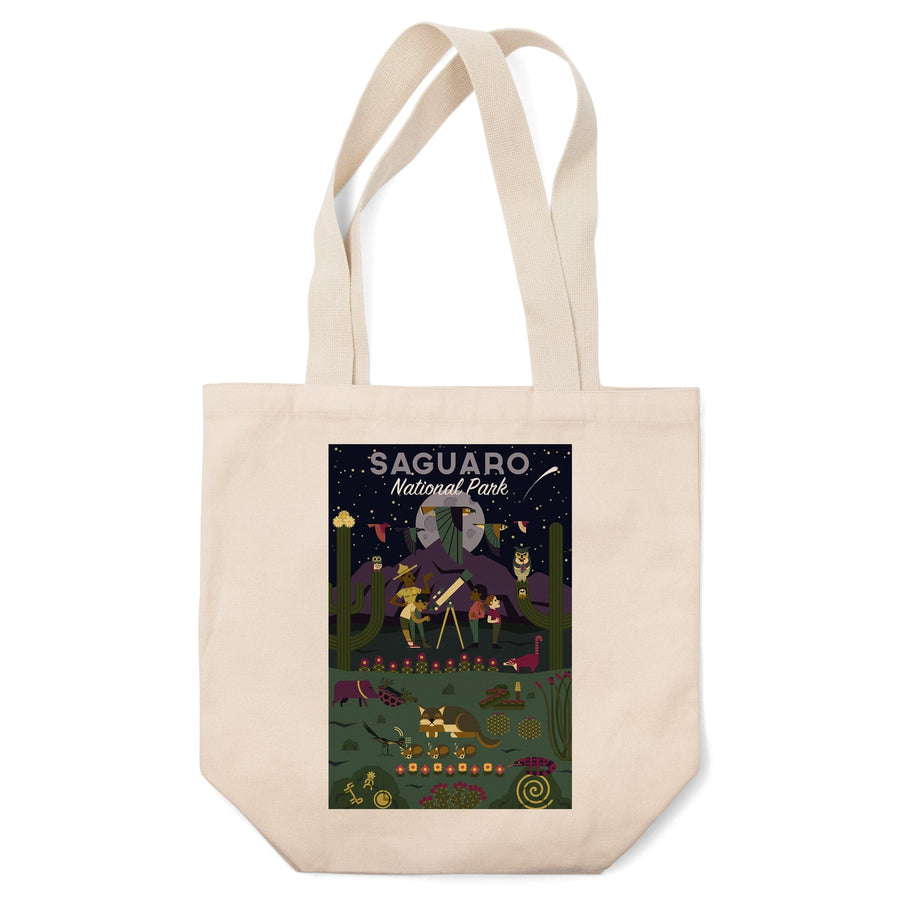 Saguaro National Park, Arizona, Night, Geometric National Park Series, Tote Bag Totes Lantern Press 