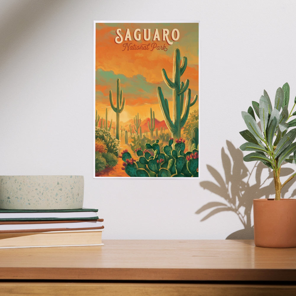 Saguaro National Park, Arizona, Oil Painting National Park Series, Art & Giclee Prints Art Lantern Press 