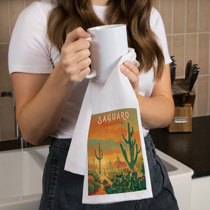 Saguaro National Park, Arizona, Oil Painting National Park Series, Jigsaw Puzzle Kitchen Lantern Press 