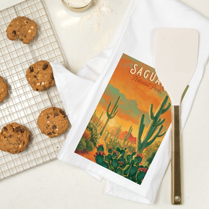 Saguaro National Park, Arizona, Oil Painting National Park Series, Jigsaw Puzzle Kitchen Lantern Press 