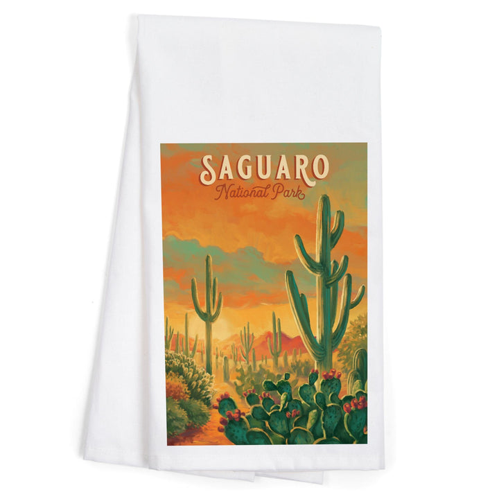 Saguaro National Park, Arizona, Oil Painting National Park Series, Jigsaw Puzzle Kitchen Lantern Press 