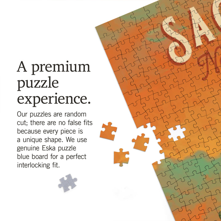 Saguaro National Park, Arizona, Oil Painting National Park Series, Jigsaw Puzzle Puzzle Lantern Press 