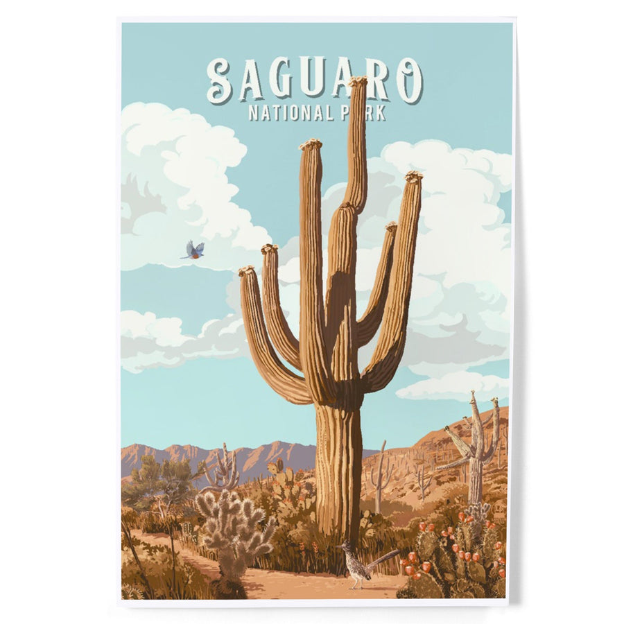 Saguaro National Park, Arizona, Painterly National Park Series, Art & Giclee Prints Art Lantern Press 